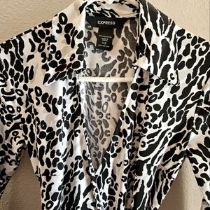 Express black and white wrap dress